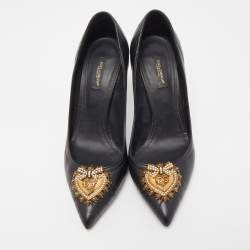 Pre Owned Dolce & Gabbana Black Leather Devotion Pumps Size 39