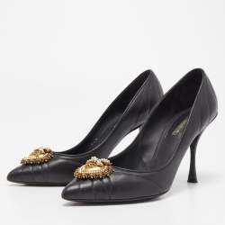 Pre Owned Dolce & Gabbana Black Leather Devotion Pumps Size 39
