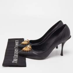 Pre Owned Dolce & Gabbana Black Leather Devotion Pumps Size 39