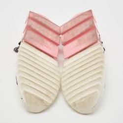 Pre Owned Dolce & Gabbana White/Pink Knit Fabric Sorrento Sneakers Size 39