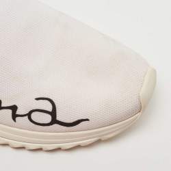 Pre Owned Dolce & Gabbana White/Pink Knit Fabric Sorrento Sneakers Size 39