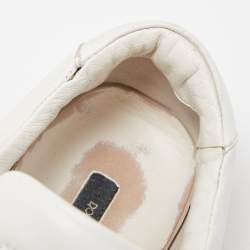 Pre Owned Dolce & Gabbana White Leather Embellished Heart Portofino Sneakers Size 39