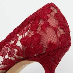 Pre Owned Dolce & Gabbana Red Lace Bellucci Pumps Size 37.5