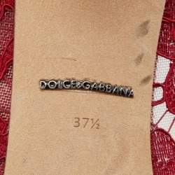 Pre Owned Dolce & Gabbana Red Lace Bellucci Pumps Size 37.5