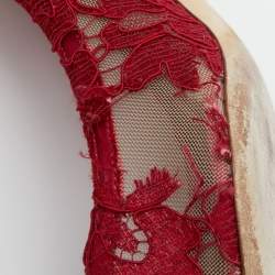 Pre Owned Dolce & Gabbana Red Lace Bellucci Pumps Size 37.5