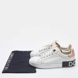 Pre Owned Dolce & Gabbana White Leather Portofino Low Top Sneakers Size 36