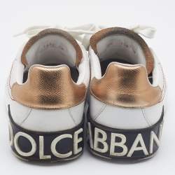 Pre Owned Dolce & Gabbana White Leather Portofino Low Top Sneakers Size 36