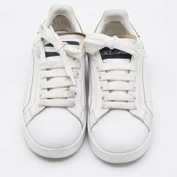 Pre Owned Dolce & Gabbana White Leather Portofino Low Top Sneakers Size 36