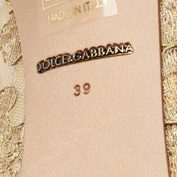 Pre Owned Dolce & Gabbana Gold Lace Bellucci Crystal Embellished Pumps Size 39