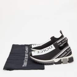 Pre Owned Dolce & Gabbana Black/White Knit Fabric Sorrento Sneakers Size 36