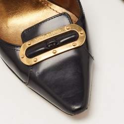 Pre Owned Dolce & Gabbana Black Leather Buckle Pumps Size 37