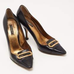 Pre Owned Dolce & Gabbana Black Leather Buckle Pumps Size 37