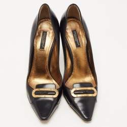 Pre Owned Dolce & Gabbana Black Leather Buckle Pumps Size 37