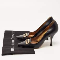 Pre Owned Dolce & Gabbana Black Leather Buckle Pumps Size 37
