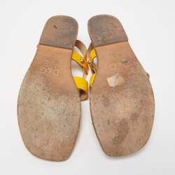 Pre Owned Dolce & Gabbana Yellow Patent Leather Toe Ring Flat Sandals Size 39