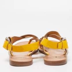 Pre Owned Dolce & Gabbana Yellow Patent Leather Toe Ring Flat Sandals Size 39