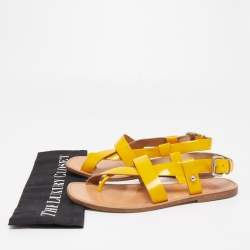 Pre Owned Dolce & Gabbana Yellow Patent Leather Toe Ring Flat Sandals Size 39