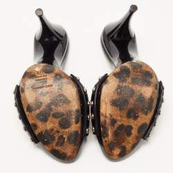 مملوكة مسبقًا صندل سلايد دولتشي أند غابانا جلد أحمر لامع طبعة الفهد مقاس 37.5