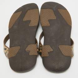 Dolce & Gabbana Brown/Black Tiger Print Rubber Thong Sandals Size 39  