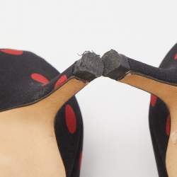 Pre Owned Dolce & Gabbana Black/Red Polka Dot Fabric Bow Pumps Size 39