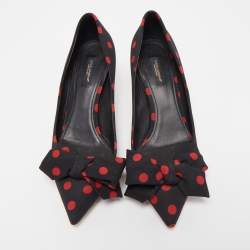 Pre Owned Dolce & Gabbana Black/Red Polka Dot Fabric Bow Pumps Size 39