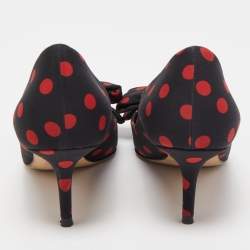 Pre Owned Dolce & Gabbana Black/Red Polka Dot Fabric Bow Pumps Size 39
