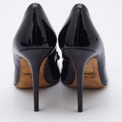 Pre Owned Dolce & Gabbana Black Patent Leather Crystal Embellished Bow Pumps Size 38.5