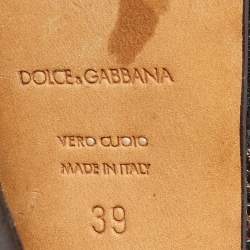 Dolce & Gabbana Brown Embossed Lizard and Suede Cross Ankle Strap Platform Pumps Size 39