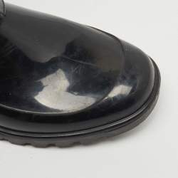 Pre Owned Dolce & Gabbana Black Rubber, Leather and Sequins Rain Boots Size 41