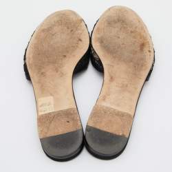 Dolce & Gabbana Black Lace and Satin Sofia Crystal Embellished Slides Size 37.5