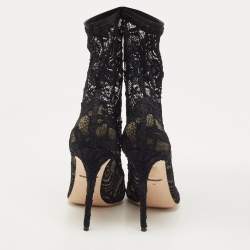 Pre Owned Dolce & Gabbana Black Lace Ankle Booties Size 39