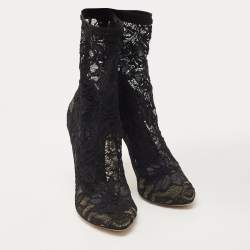 Pre Owned Dolce & Gabbana Black Lace Ankle Booties Size 39
