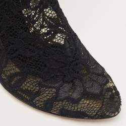 Pre Owned Dolce & Gabbana Black Lace Ankle Booties Size 39
