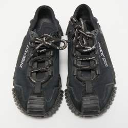 Pre Owned Dolce & Gabbana Black Canvas and Suede NS1 Sneakers Size 38.5