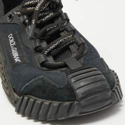 Pre Owned Dolce & Gabbana Black Canvas and Suede NS1 Sneakers Size 38.5