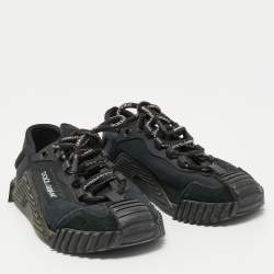 Pre Owned Dolce & Gabbana Black Canvas and Suede NS1 Sneakers Size 38.5