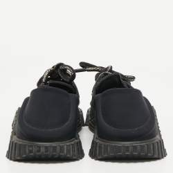 Pre Owned Dolce & Gabbana Black Canvas and Suede NS1 Sneakers Size 38.5