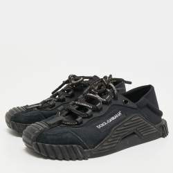 Pre Owned Dolce & Gabbana Black Canvas and Suede NS1 Sneakers Size 38.5