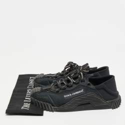 Pre Owned Dolce & Gabbana Black Canvas and Suede NS1 Sneakers Size 38.5