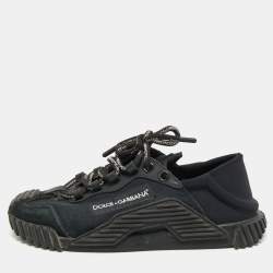 Pre Owned Dolce & Gabbana Black Canvas and Suede NS1 Sneakers Size 38.5