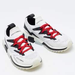 Pre Owned Dolce & Gabbana White/Black Mesh and Rubber Sorrento Sneakers Size 38