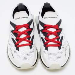 Pre Owned Dolce & Gabbana White/Black Mesh and Rubber Sorrento Sneakers Size 38