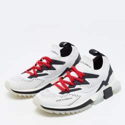 Pre Owned Dolce & Gabbana White/Black Mesh and Rubber Sorrento Sneakers Size 38