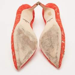 Pre Owned Dolce & Gabbana Red Lace Devotion Pumps Size 40.5
