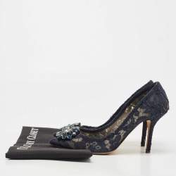 Pre Owned Dolce & Gabbana Blue Lace Bellucci Pumps Size 37.5
