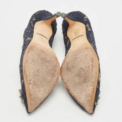 Pre Owned Dolce & Gabbana Blue Lace Bellucci Pumps Size 37.5