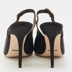 Pre Owned Dolce & Gabbana Black Satin Embellished Slingback Pumps Size 39