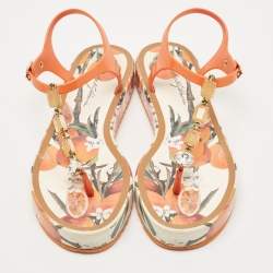 Dolce & Gabbana Orange Rubber Embellished Sandals Size 41