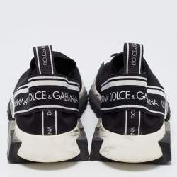 Pre Owned Dolce & Gabbana Black Knit Fabric Sorrento Slip On Sneakers Size 39