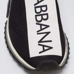 Pre Owned Dolce & Gabbana Black Knit Fabric Sorrento Slip On Sneakers Size 39